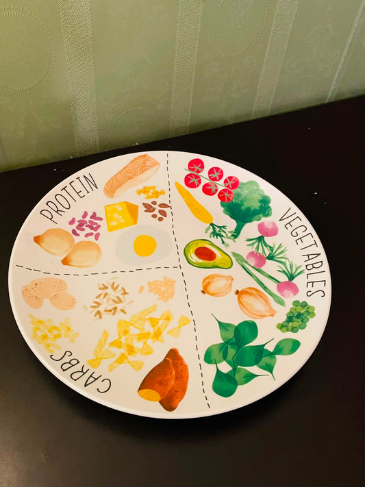 Portion Plate 11 Inch Protein Vegetables Carbs Design
