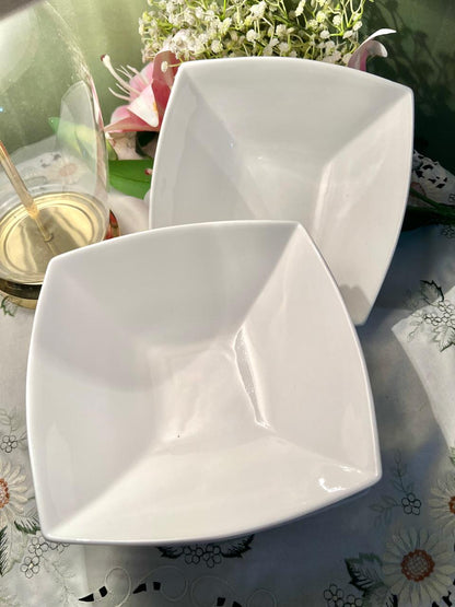 Pausa White Square Porcelain Large Serving Bowls (Each) – 20 cm