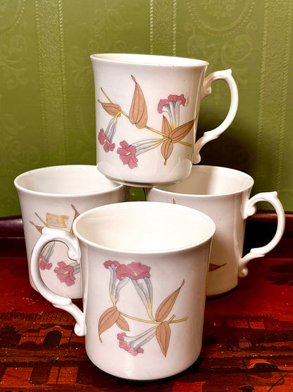 Marlborough Bone China Floral Mugs Set of 4 Made in England