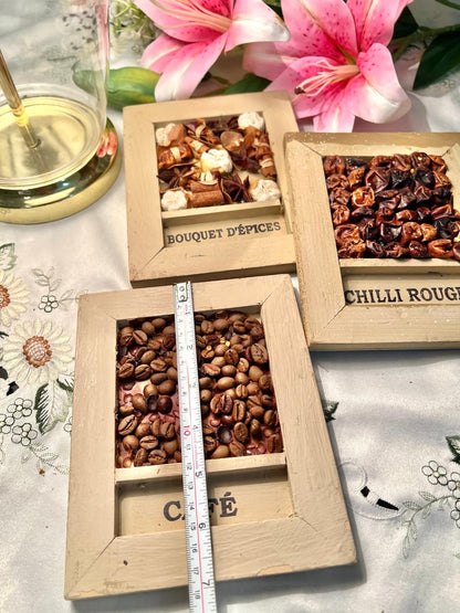 SET OF 3 French Country Style kitchen shadow box cafe wall plaques