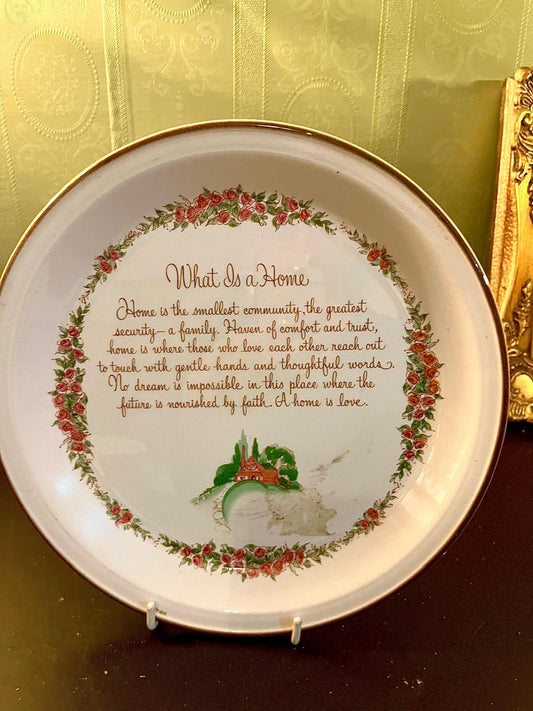 Vintage "What Is a Home" Decorative Ceramic Wall Plate 10 Inch