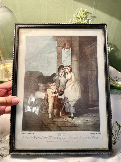 Vintage framed painting from Francis Wheatley's famous 18th-century series titled Cries of London 12 inches