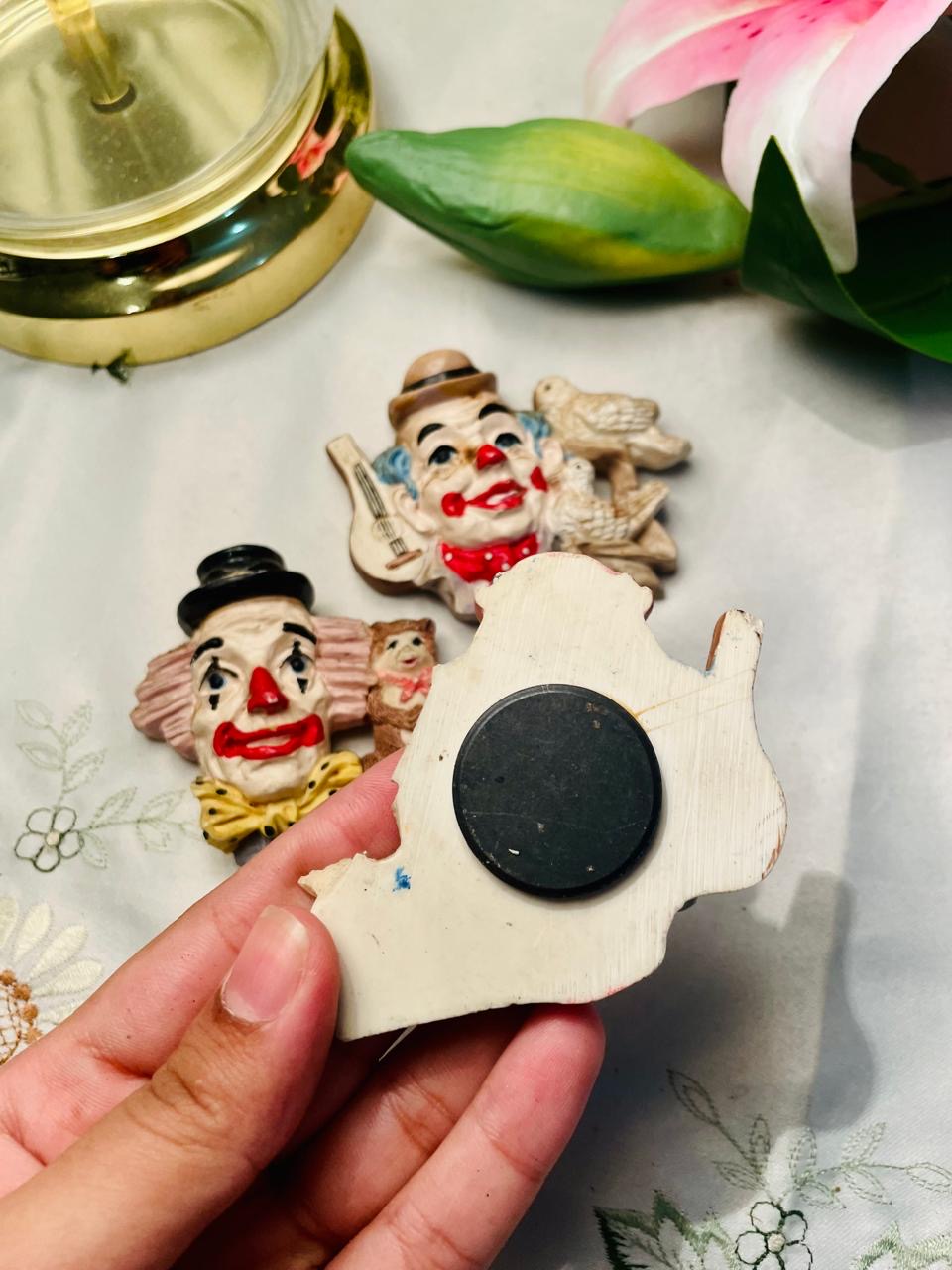 Clown with Musical Instruments Face Magnet Pieces Set of 3