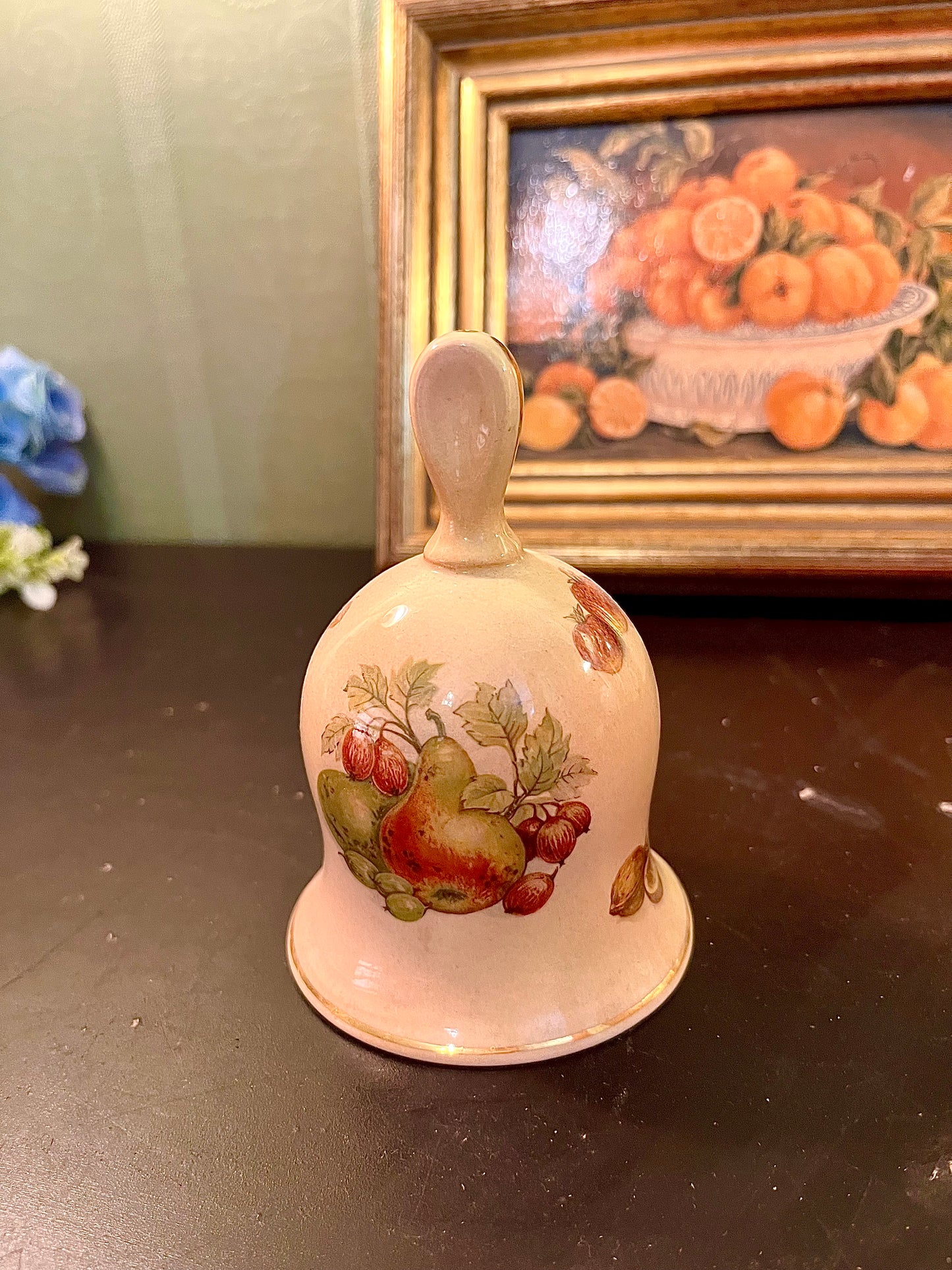 Vintage Ceramic Dinner Bell – Fruit Design Hand Bell Ornament