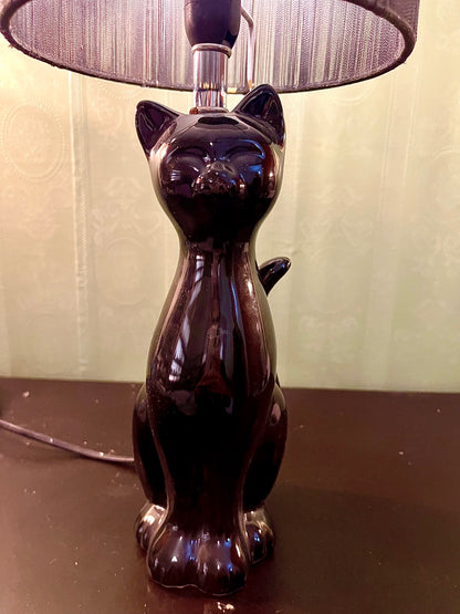 Black Cat Ceramic Table Lamp 16 Inch