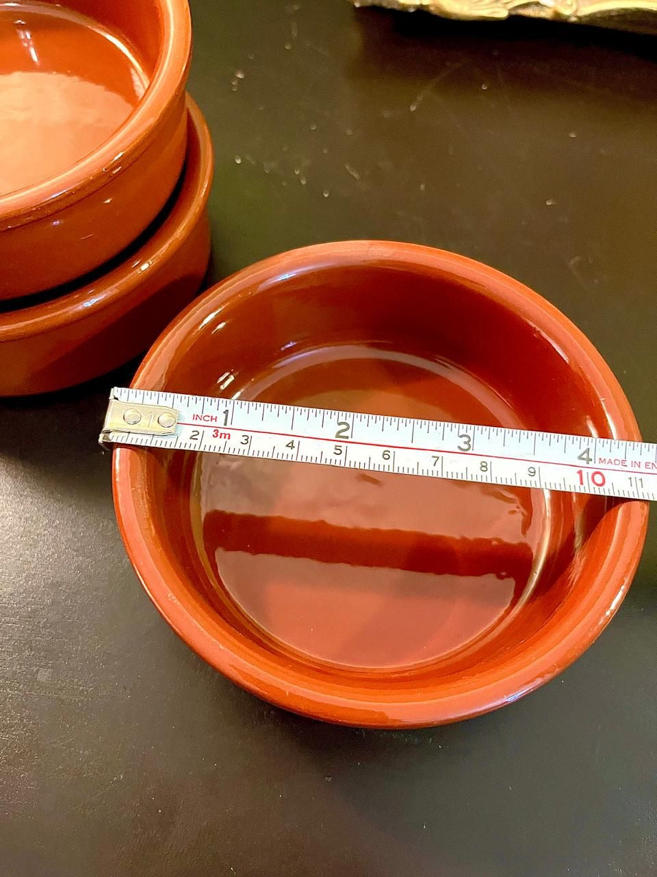 Set of 3 Vintage Terracotta Ceramic Bowls 4 Inch