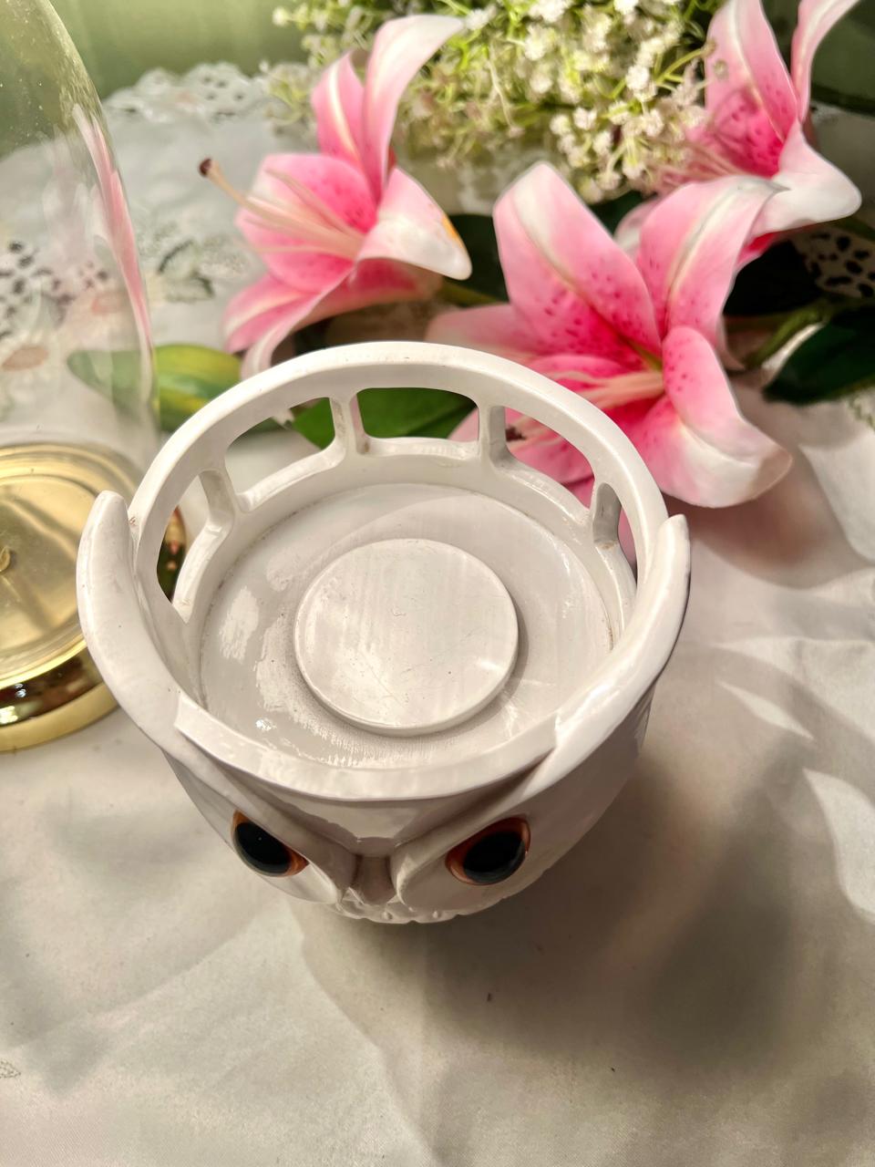 White Owl Decorative Holder – Approx. 5 Inch