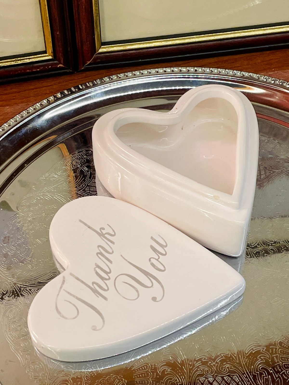 Heart-Shaped Ceramic Trinket Box with “Thank You” Lid