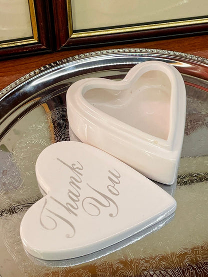 Heart-Shaped Ceramic Trinket Box with “Thank You” Lid