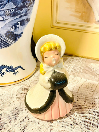 Vintage Girl Figurine — Pastel Ceramic Collectible Doll (5in)