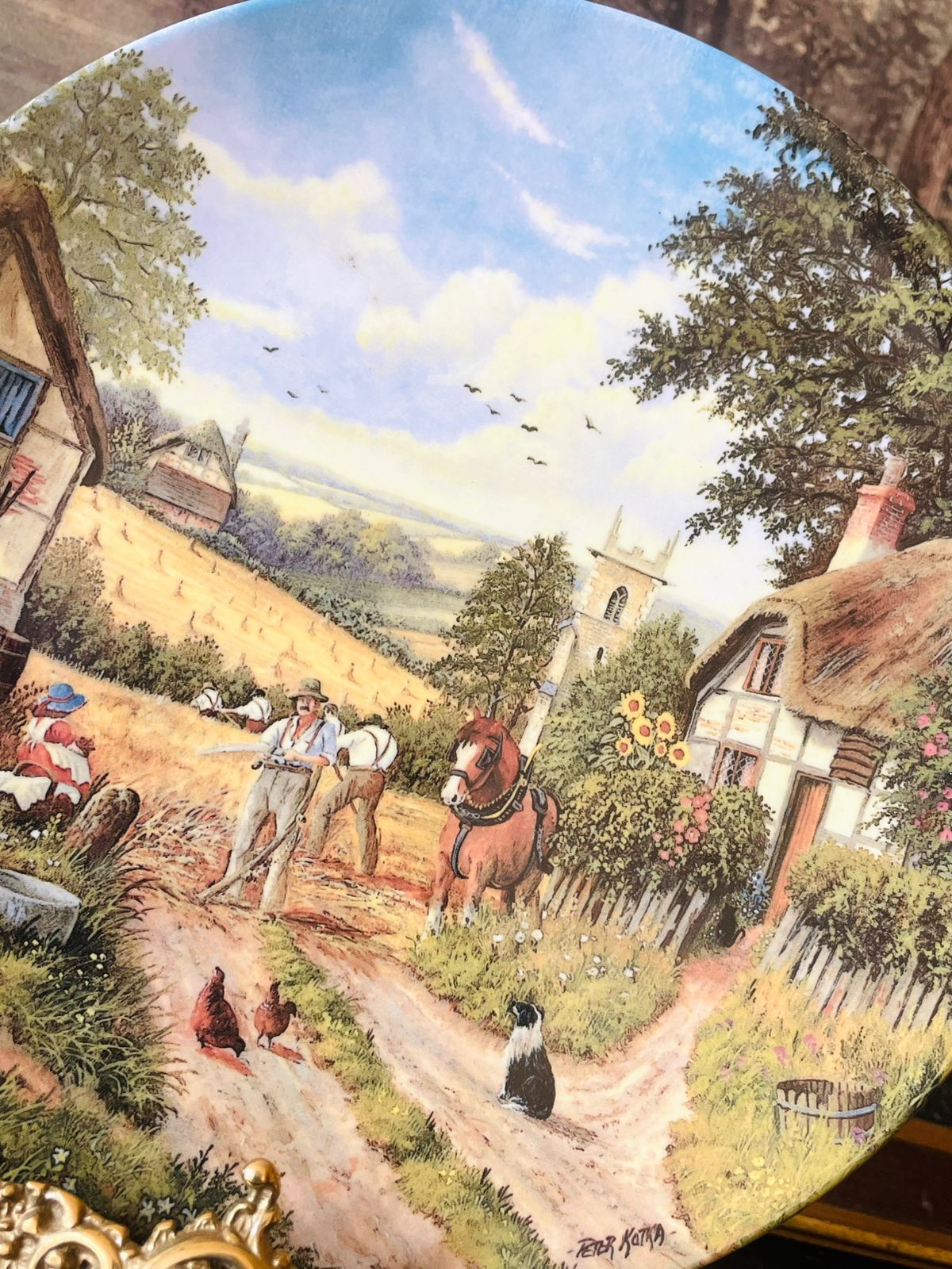 Royal Doulton bradfoard exchange Decorative Wall Plate – “Cutting the Corn” by Peter Kotka, England