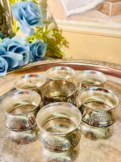 Set of 7 Silver-Plated Napkin Holders – Vintage Table Décor