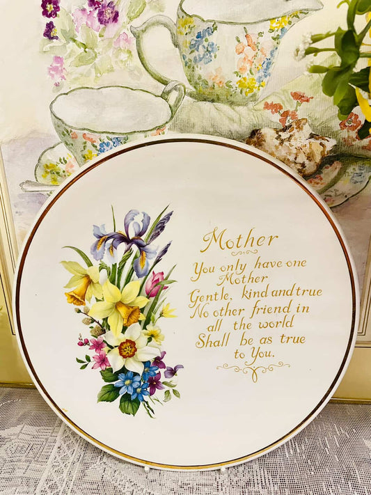 Vintage Mother Quote Floral Decorative Wall Plate England