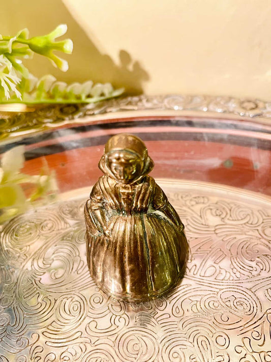 Vintage Brass Lady Bell Figurine | Antique Cottage Décor