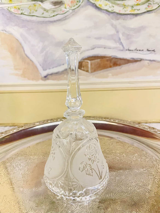 Vintage Etched Crystal Bell – Frosted Glass Ornament