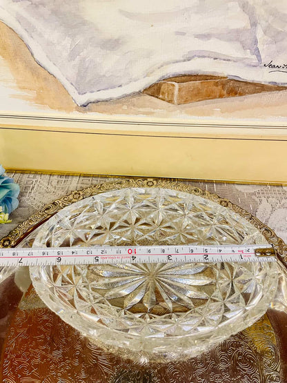 Vintage Starburst Cut Glass Serving Bowl – Crystal Style