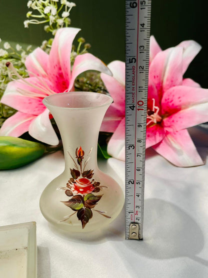 Vintage Crystal Floral Vase & Trinket Box 2-Piece Set