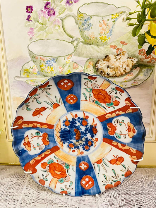 Vintage Imari Style Hand Painted Decorative Plate Floral Design