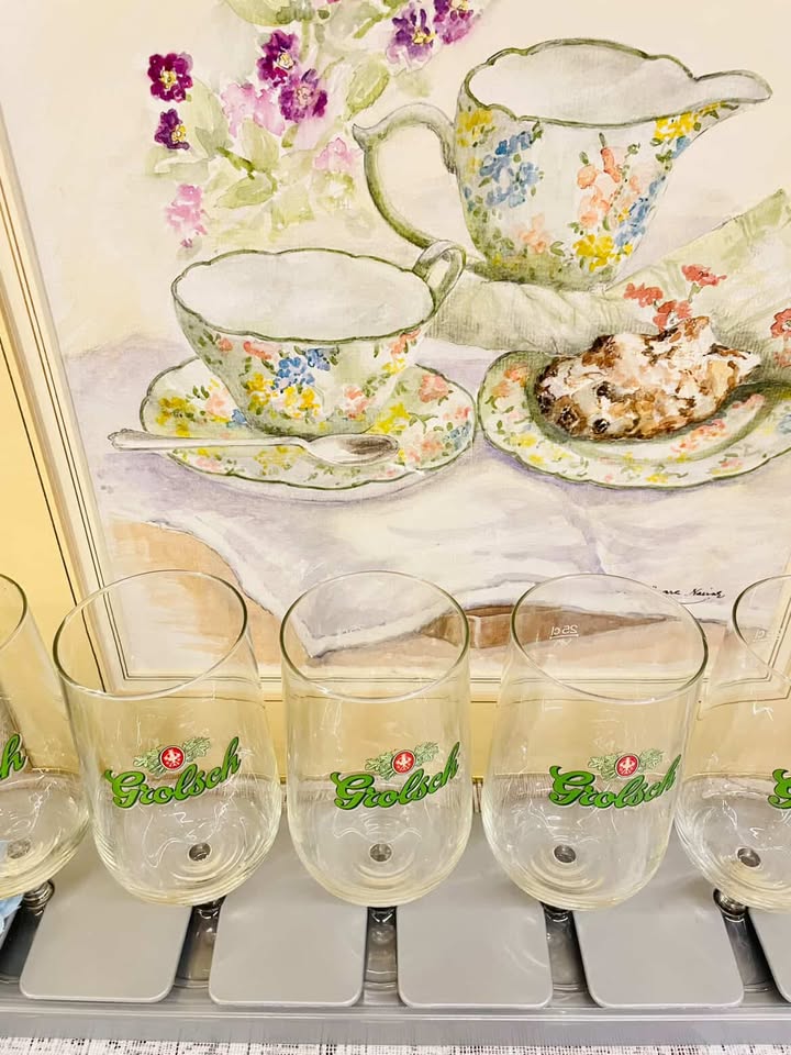 Vintage Grolsch Glass Rack Set – Cottage Bar Display x6