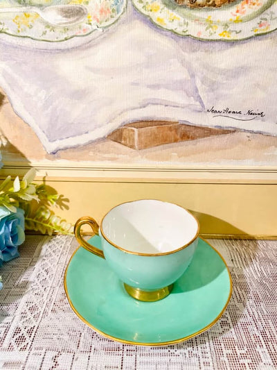 Mint Green Gold Trim Cup & Saucer – Derby/Aynsley/Stafford