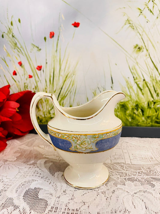 Vintage Grindley England Blue & Gold Creamer Jug