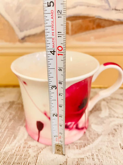 Red Poppy Porcelain Mug – Floral Coffee Cup