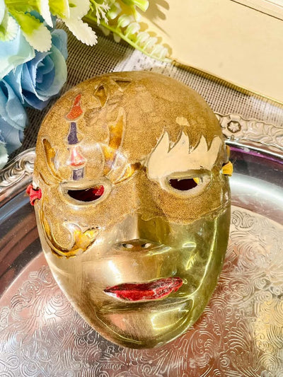 Brass Golden Decorative Hanging Mask – Vintage Wall Art
