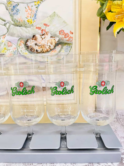Vintage Grolsch Glass Rack Set – Cottage Bar Display x6