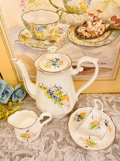 Vintage Floral Coffee Set 5 Persons Serving – England