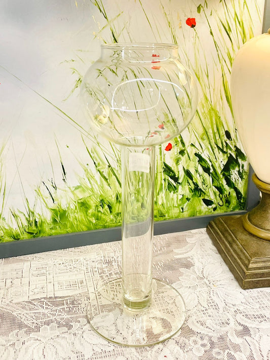 Vintage Clear Glass Hurricane Vase Candle Holder