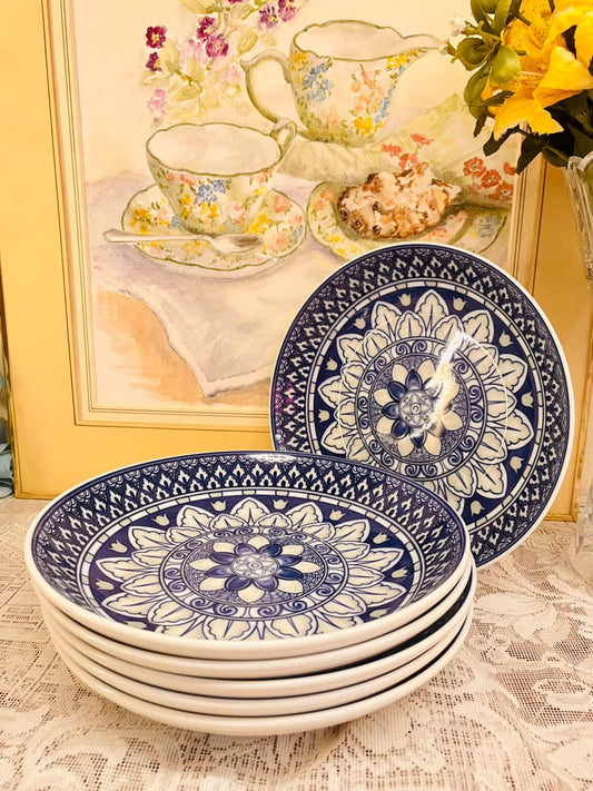 Blue & White Mandala Ceramic plates – Set of 6