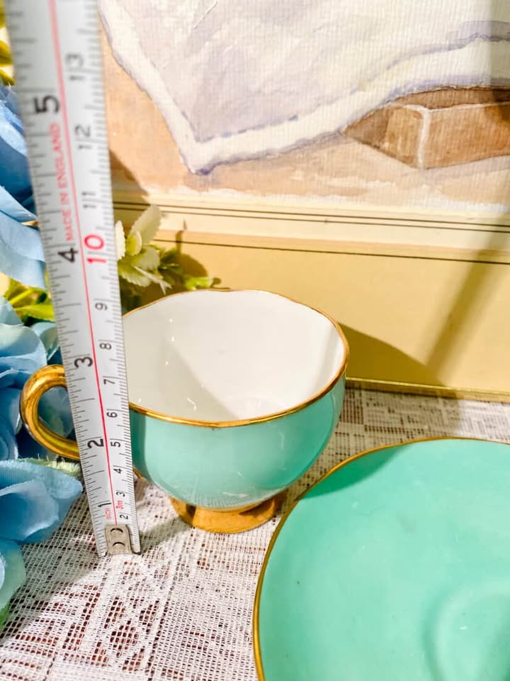 Mint Green Gold Trim Cup & Saucer – Derby/Aynsley/Stafford
