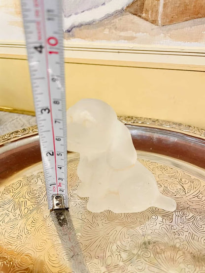 Vintage Frosted Glass Puppy & Chick Figurines Set