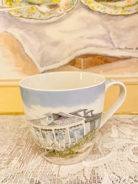 Coastal Cottage Porcelain Mug – Scenic Beach House
