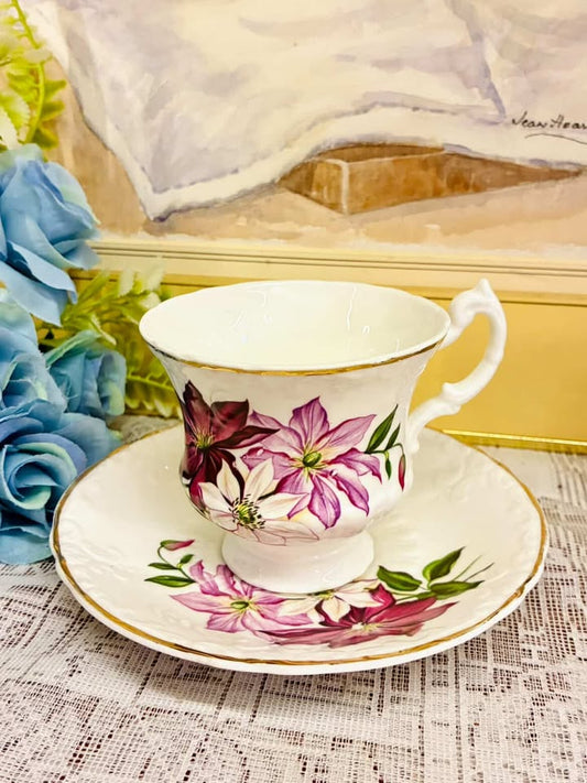 Royal Kendal/Delphine Bone China Cup & Saucer – Clematis Gold