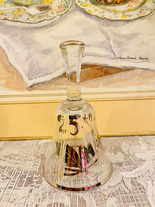 Vintage Silver Overlay Glass Bell – 25th Anniversary