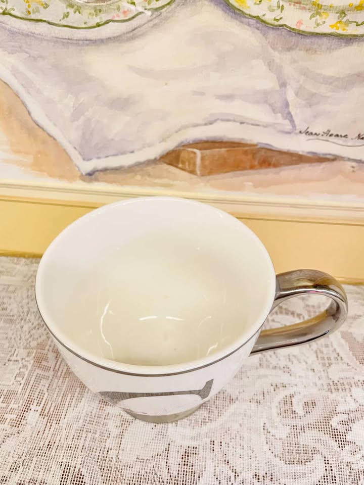 Personalized Initial “C” Mug – Silver Trim Porcelain