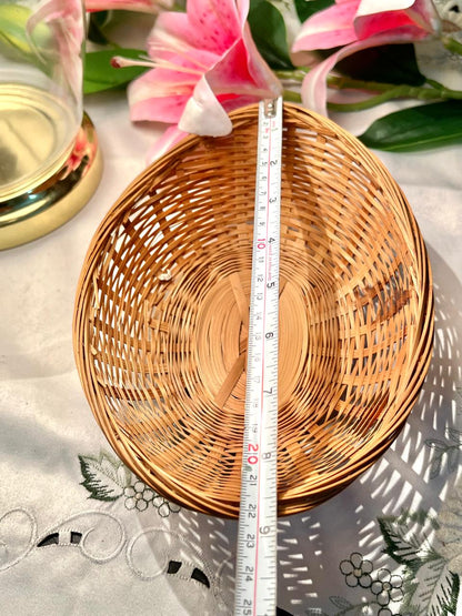 Vintage Round Woven Serving Basket Approx. 22 cm