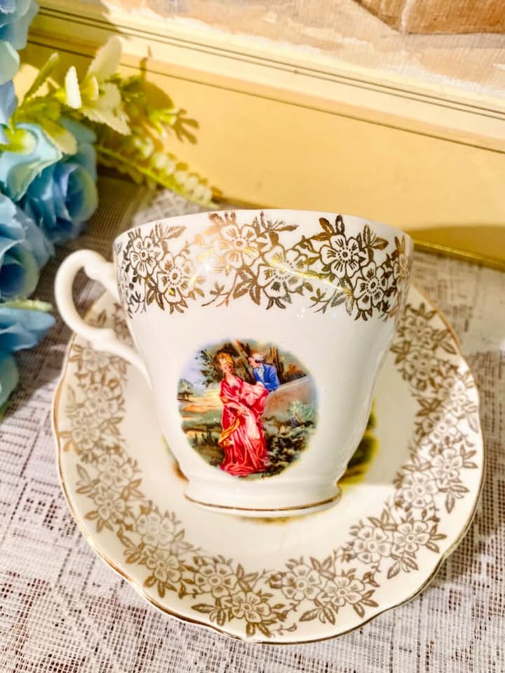 Aynsley/Imperial Regency Couple “Love Story” Cup & Saucer Set