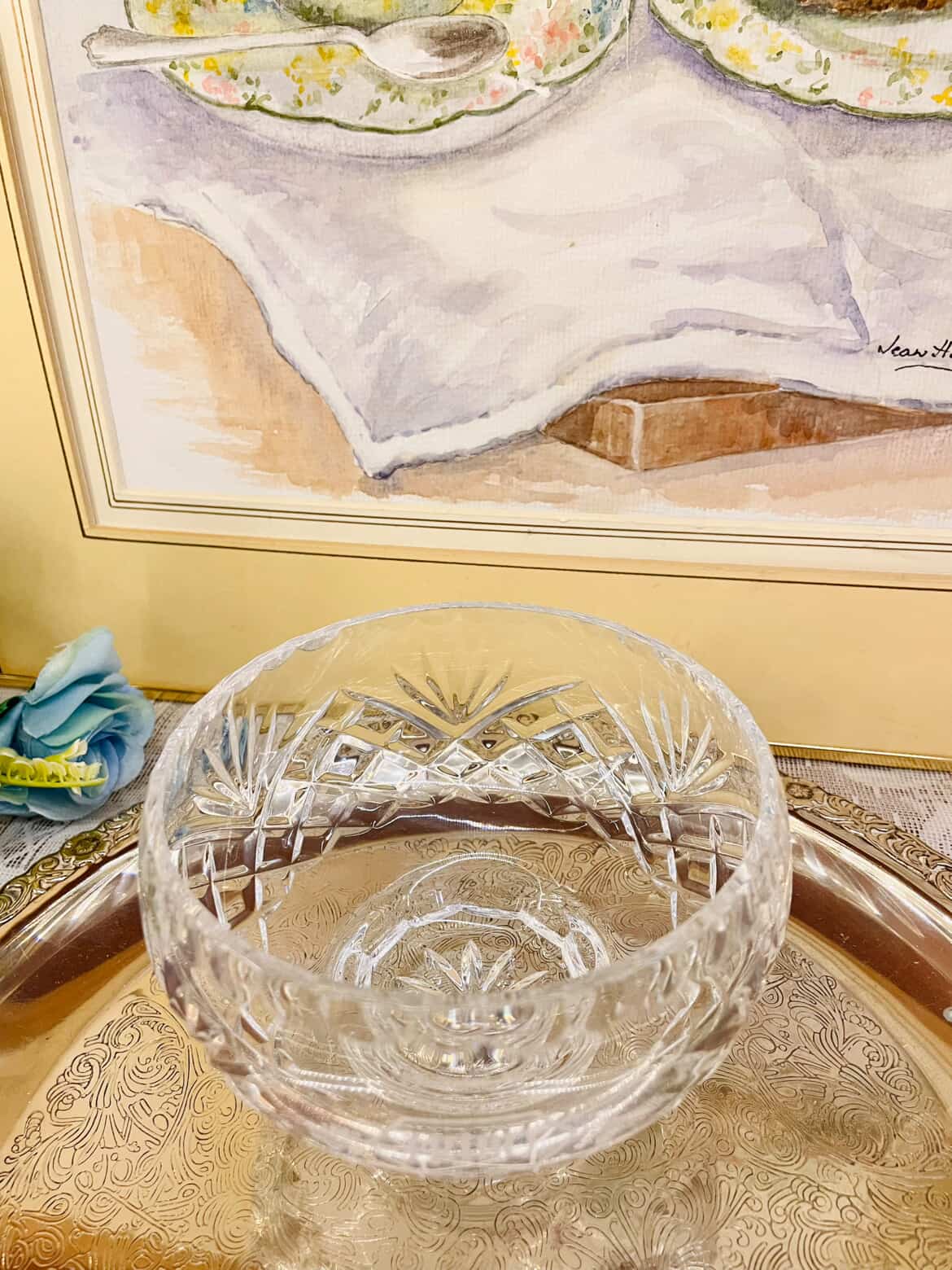 Vintage Cut Glass  Serving Bowls – Starburst Pair