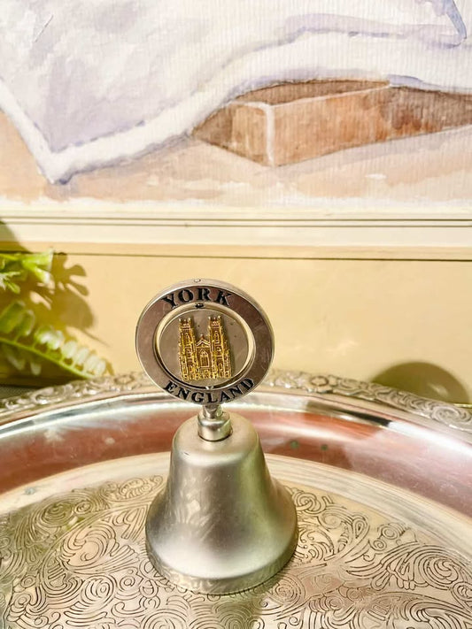 Vintage York England Souvenir Brass Bell with Cathedral Motif