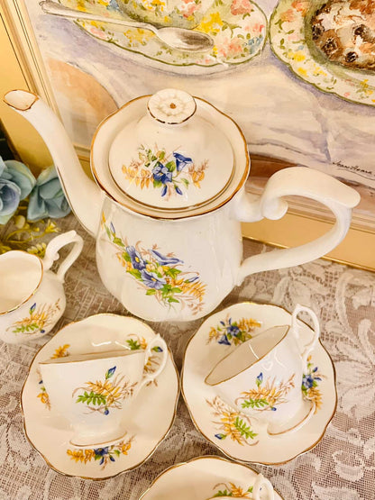 Vintage Floral Coffee Set 5 Persons Serving – England