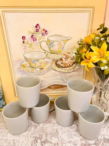 Minimalist Set of 6 Ceramic Mug Set – Modern Coffee Cups