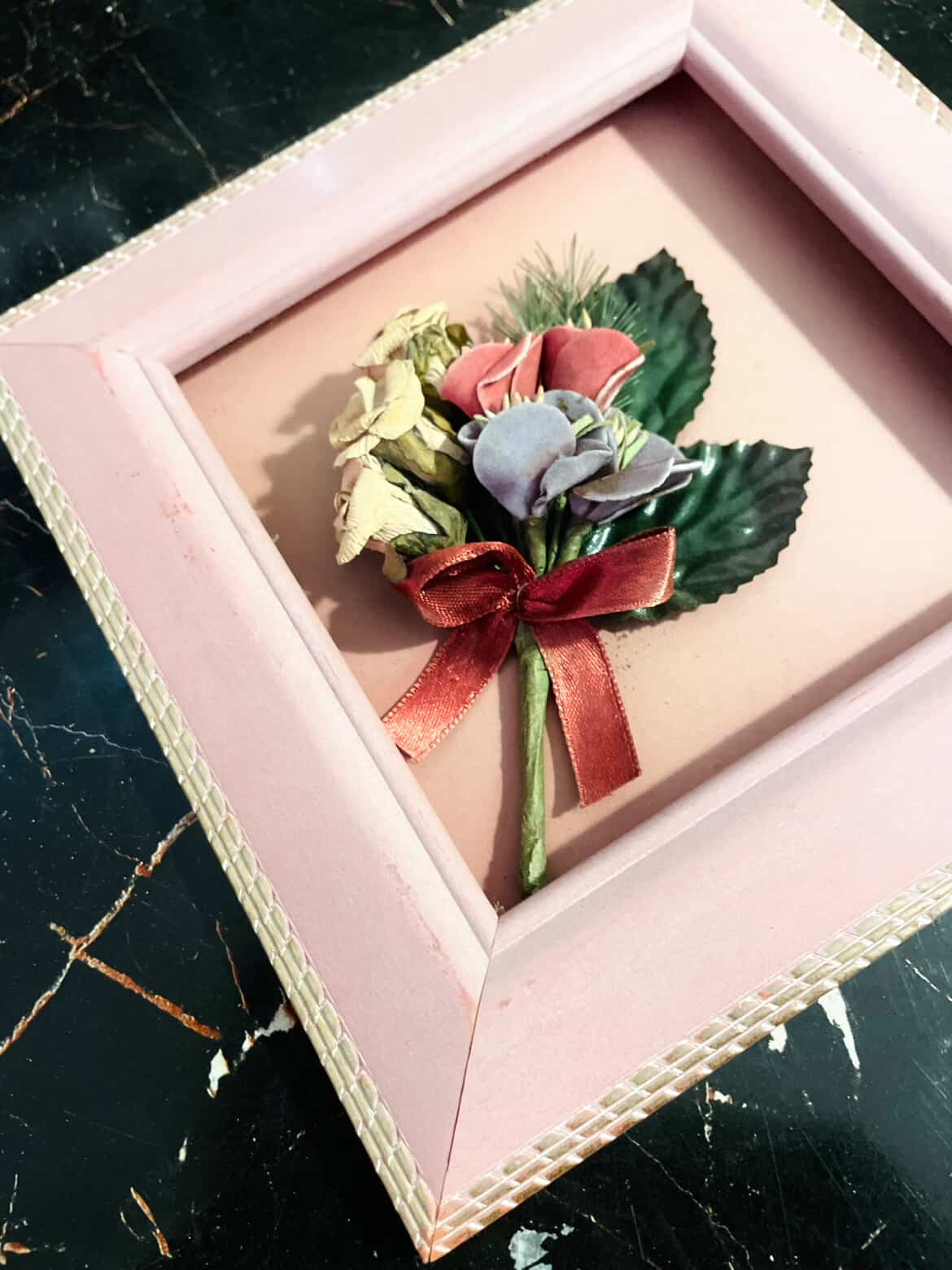Pink Floral Shadow Box Frame – 3D Decorative Home Décor
