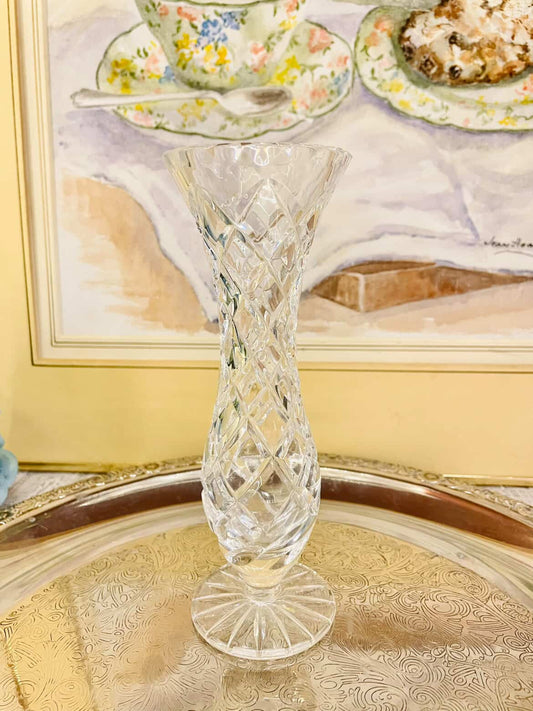 Vintage Cut Glass Crystal Bud Vase – Elegant Decor