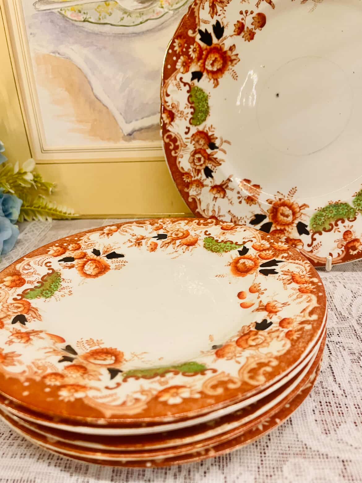 Vintage Floral Cake Plates Set – Classic English Tableware