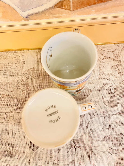 Vintage Sheep Print Ceramic Mug Set – Farmhouse Style