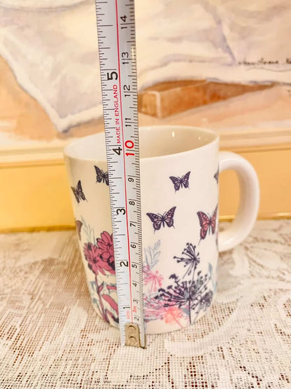 Butterfly Floral Porcelain Mug – Pink Botanical Cup