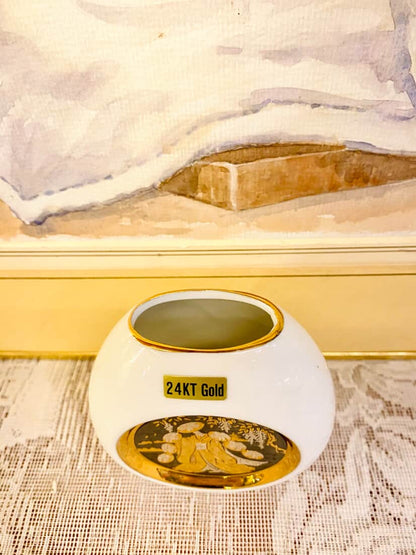 24KT Gold Accent Vintage Porcelain Vase