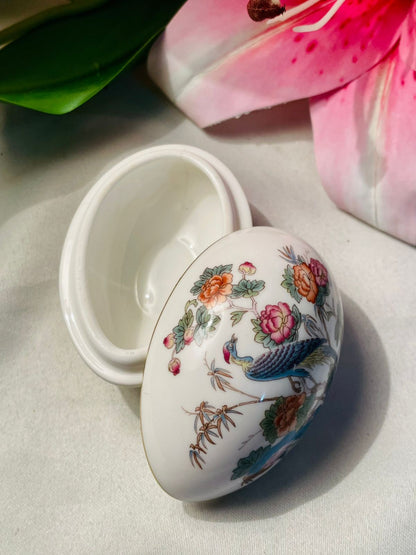 Wedgwood Floral Bird Lidded Trinket Box England 8cm